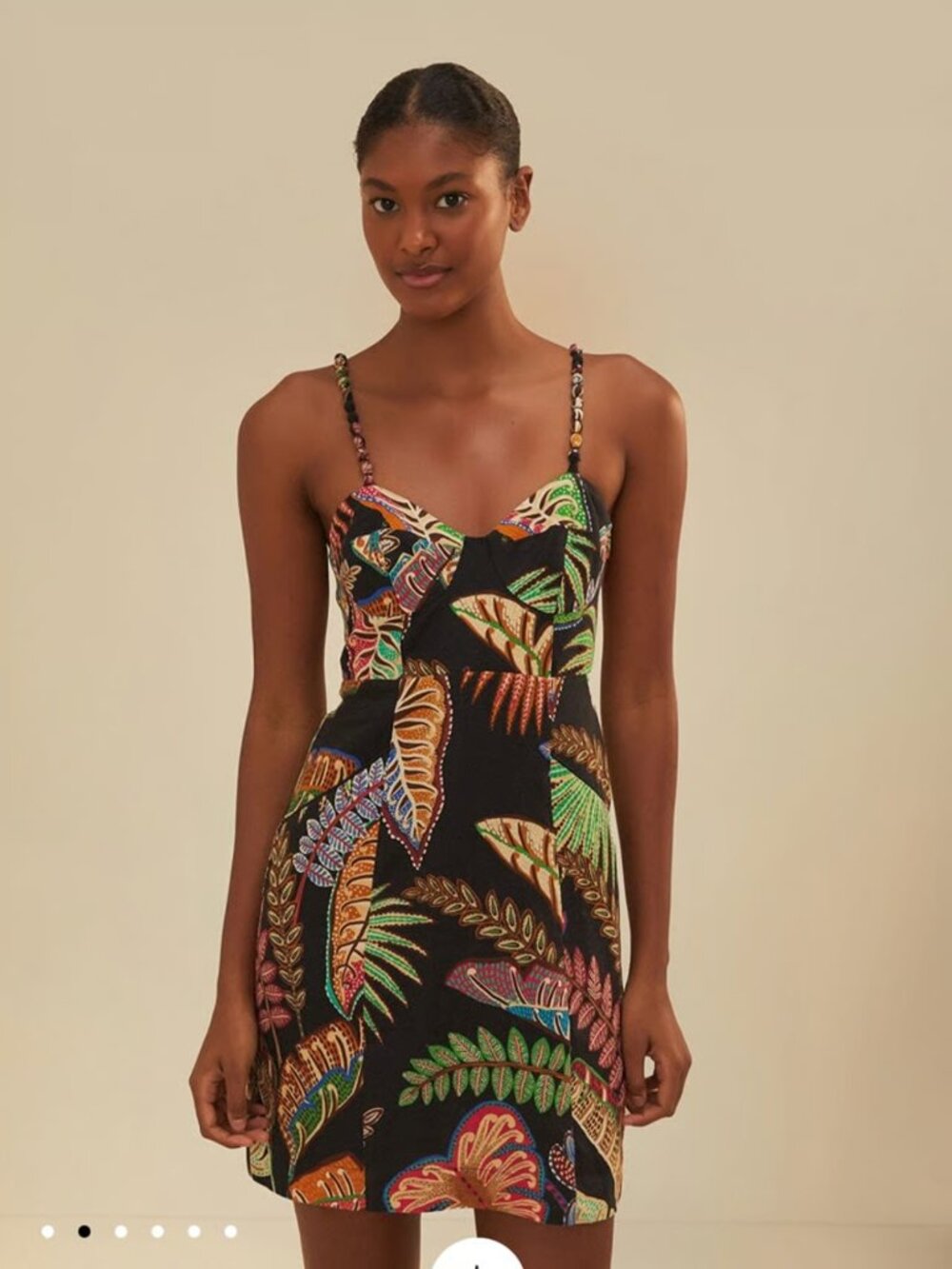 FARM Rio Cool Foliage Black Mini Dress